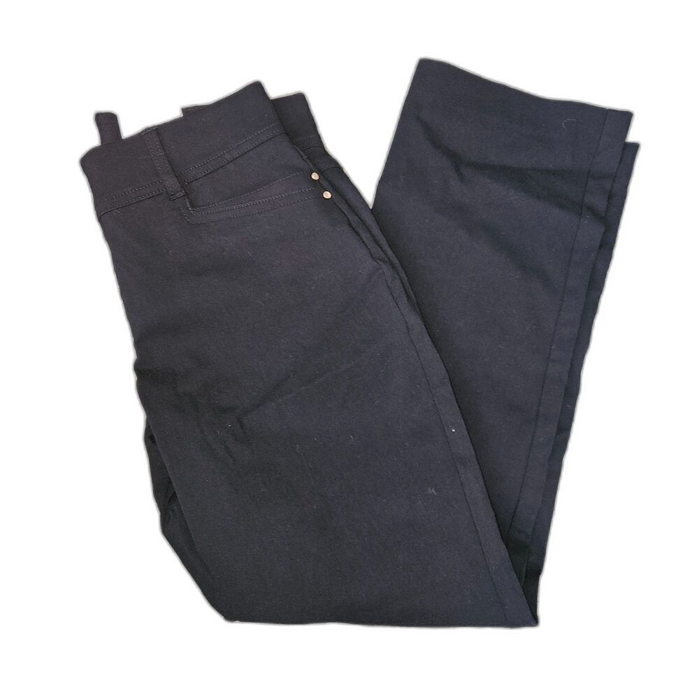 JM COLLECTION Curvy Fit Straight Leg Tummy Control Normcore Black Slacks 2 NWT